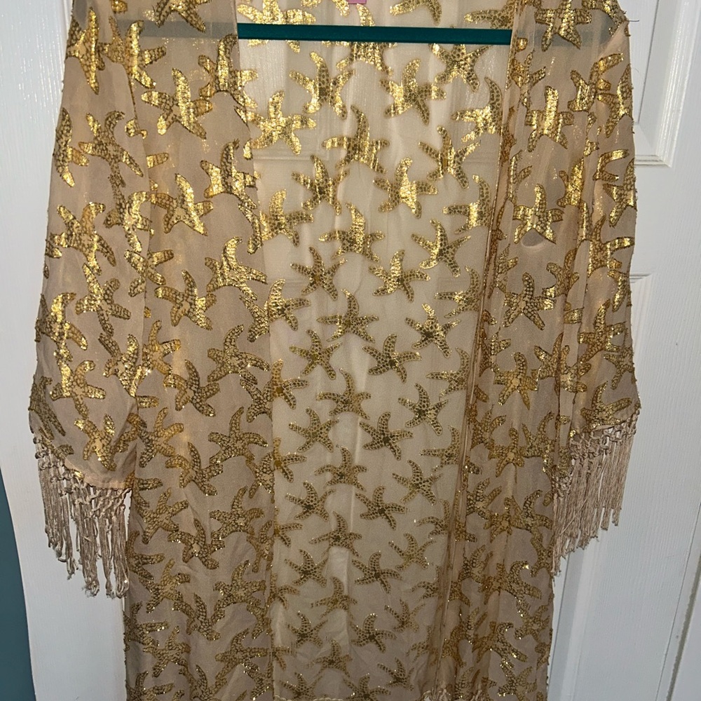Lilly Pulitzer Gold Starfish Kimono. Size S/M.